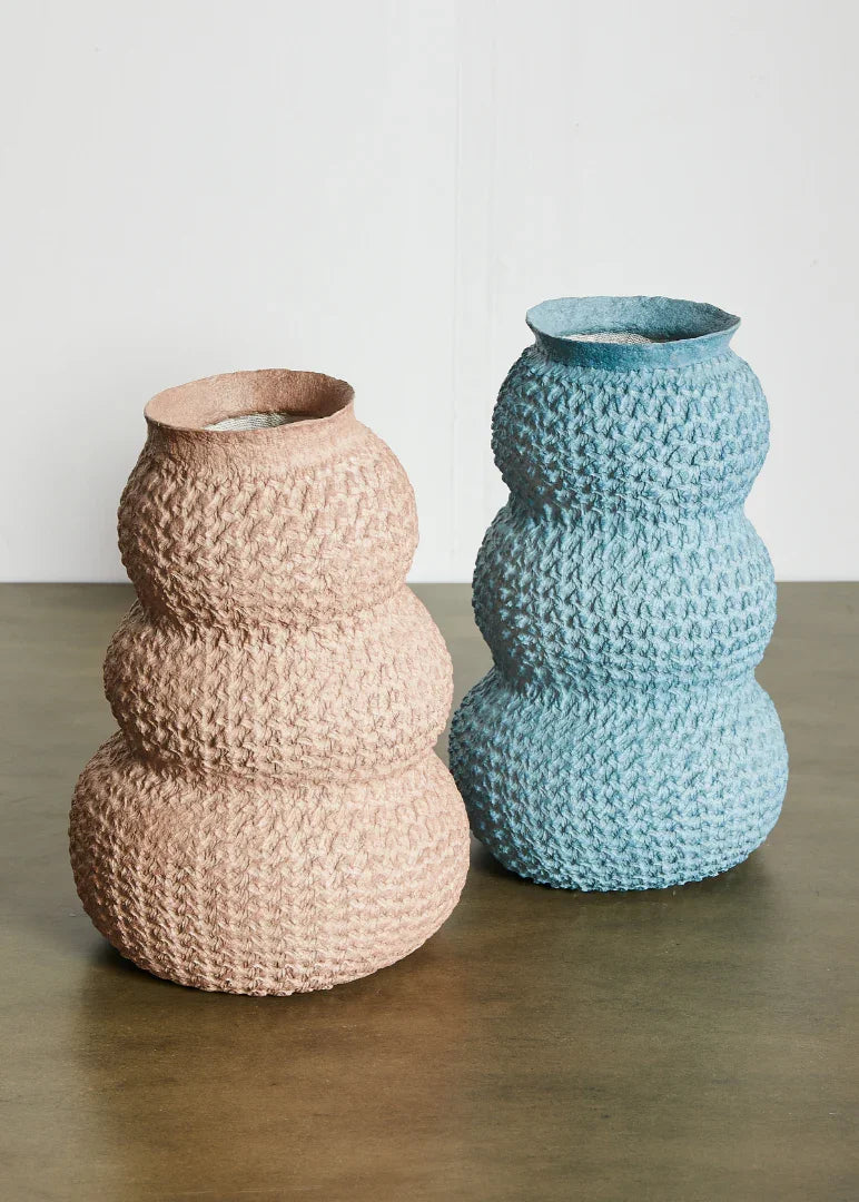 Urbi Tiered Papier Flower Vase, front view - House Of Avana