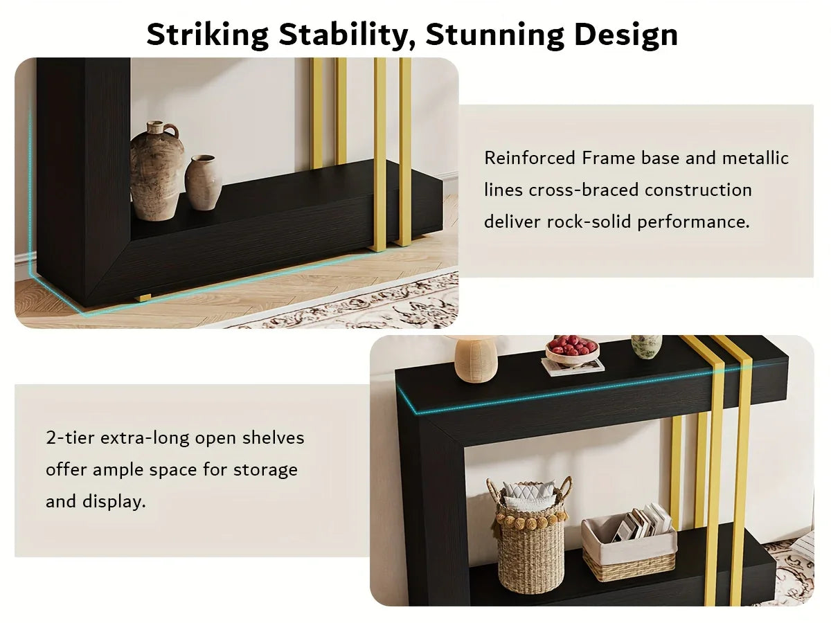 Valnase Modern 2-Tier Entry Entrance Table with Storage, Narrow Long Sofa Table Behind Couch.42.5 Inch L Console Table for Entyrway House Of Avana