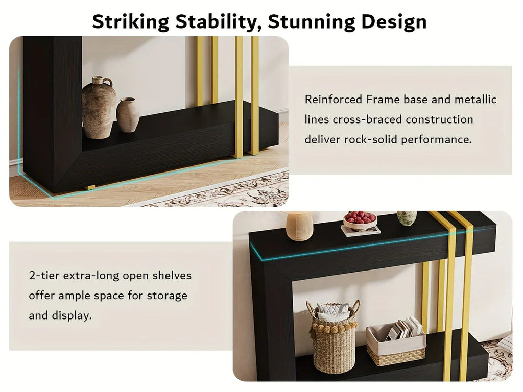 Valnase Modern 2-Tier Entry Entrance Table with Storage, Narrow Long Sofa Table Behind Couch.42.5 Inch L Console Table for Entyrway House Of Avana [[SKU:HOA-SOF-405]]