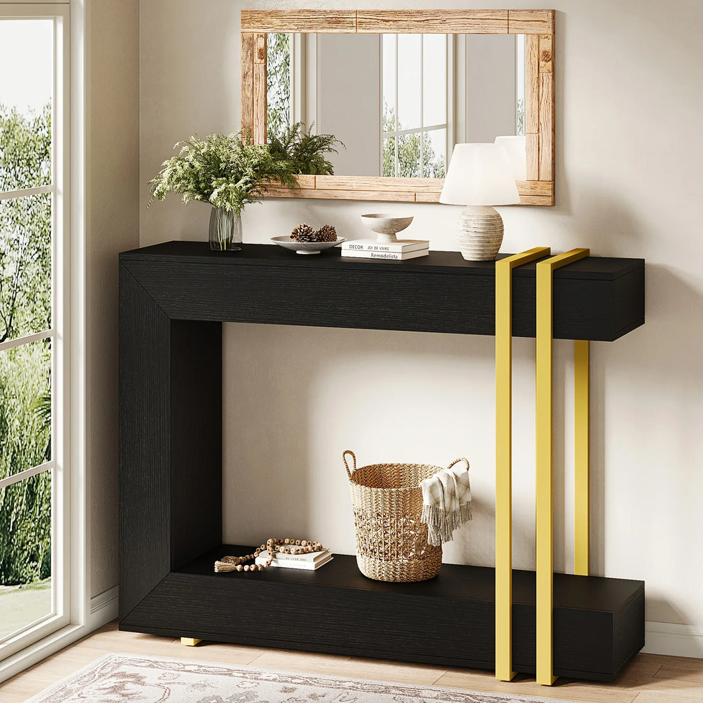 Valnase Modern 2-Tier Entry Entrance Table with Storage, Narrow Long Sofa Table Behind Couch.42.5 Inch L Console Table for Entyrway House Of Avana