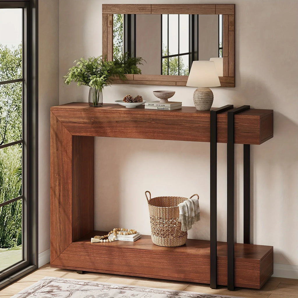 Valnase Modern 2-Tier Entry Entrance Table with Storage, Narrow Long Sofa Table Behind Couch.42.5 Inch L Console Table for Entyrway House Of Avana