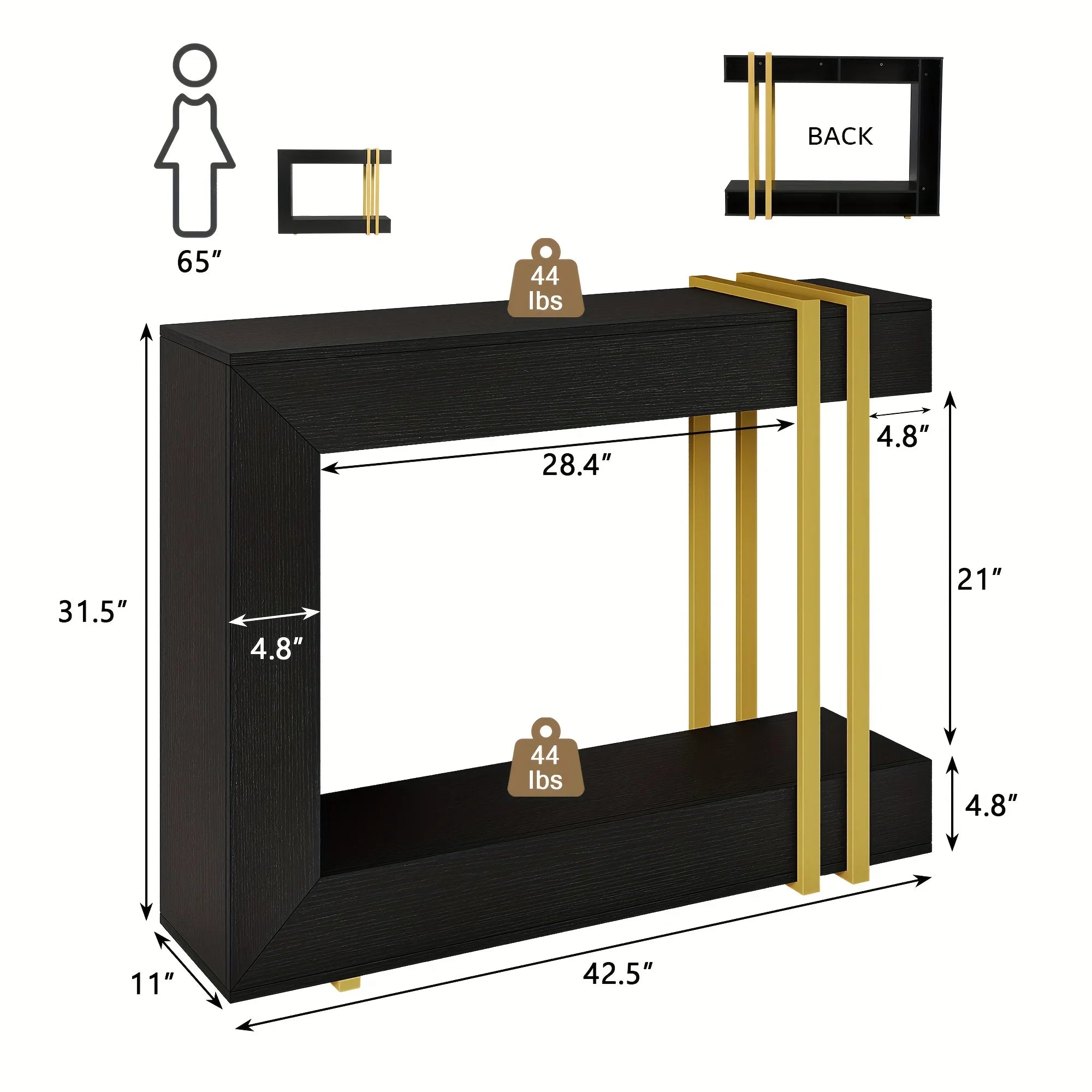 Valnase Modern 2-Tier Entry Entrance Table with Storage, Narrow Long Sofa Table Behind Couch.42.5 Inch L Console Table for Entyrway House Of Avana