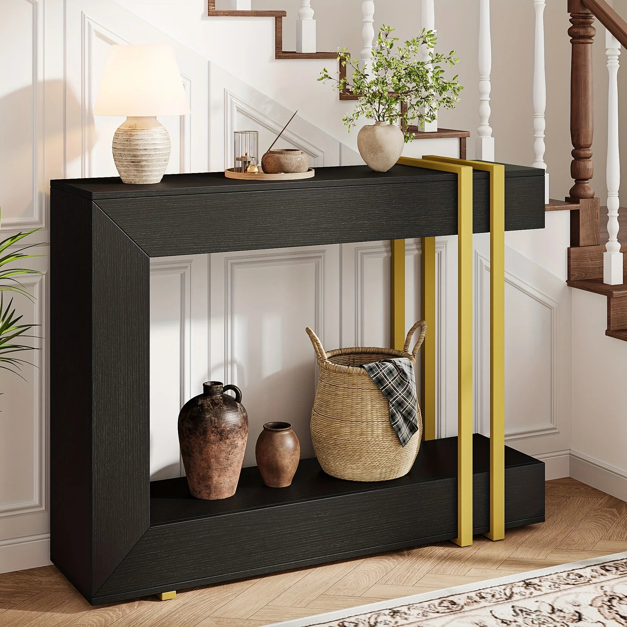 Valnase Modern 2-Tier Entry Entrance Table with Storage, Narrow Long Sofa Table Behind Couch.42.5 Inch L Console Table for Entyrway House Of Avana