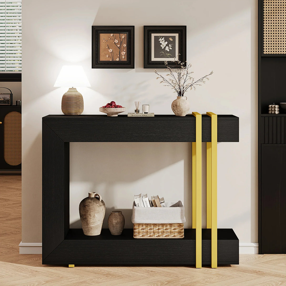 Valnase Modern 2-Tier Entry Entrance Table with Storage, Narrow Long Sofa Table Behind Couch.42.5 Inch L Console Table for Entyrway House Of Avana