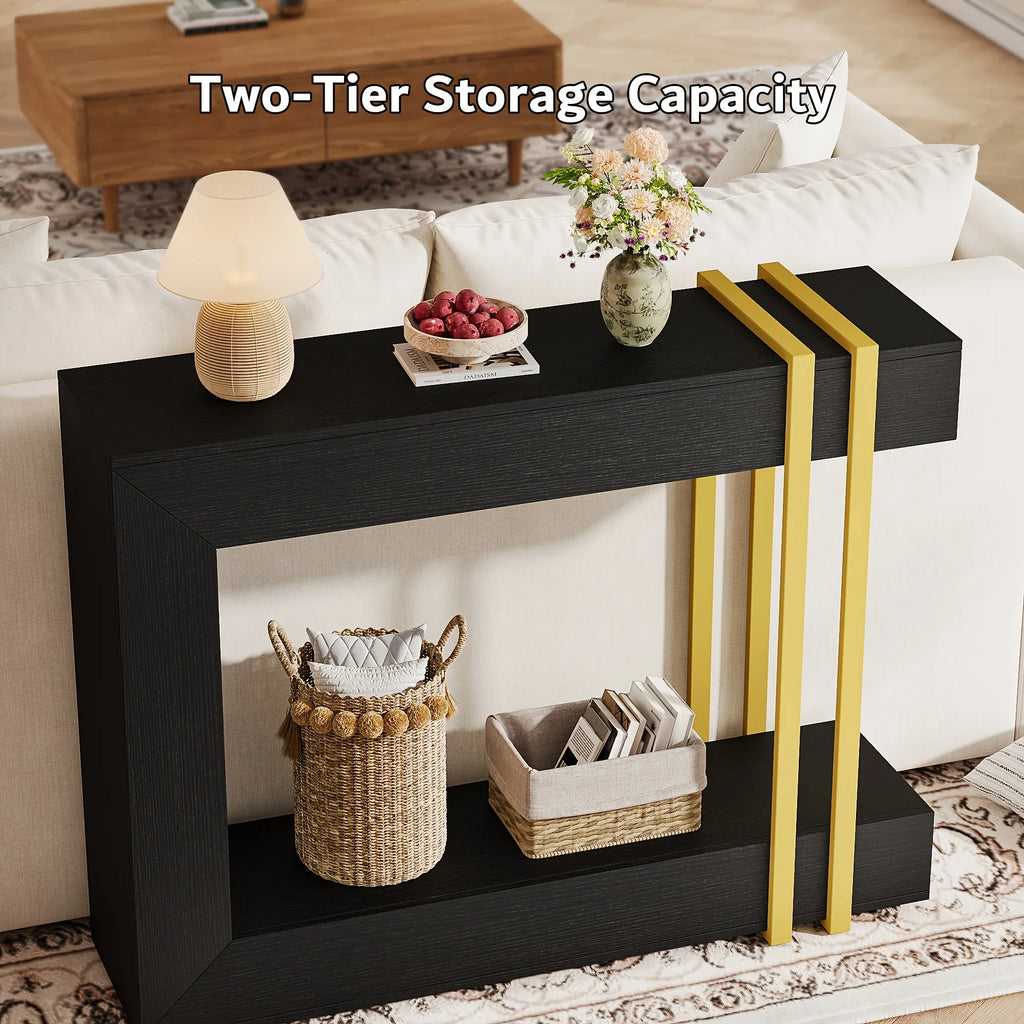 Valnase Modern 2-Tier Entry Entrance Table with Storage, Narrow Long Sofa Table Behind Couch.42.5 Inch L Console Table for Entyrway House Of Avana