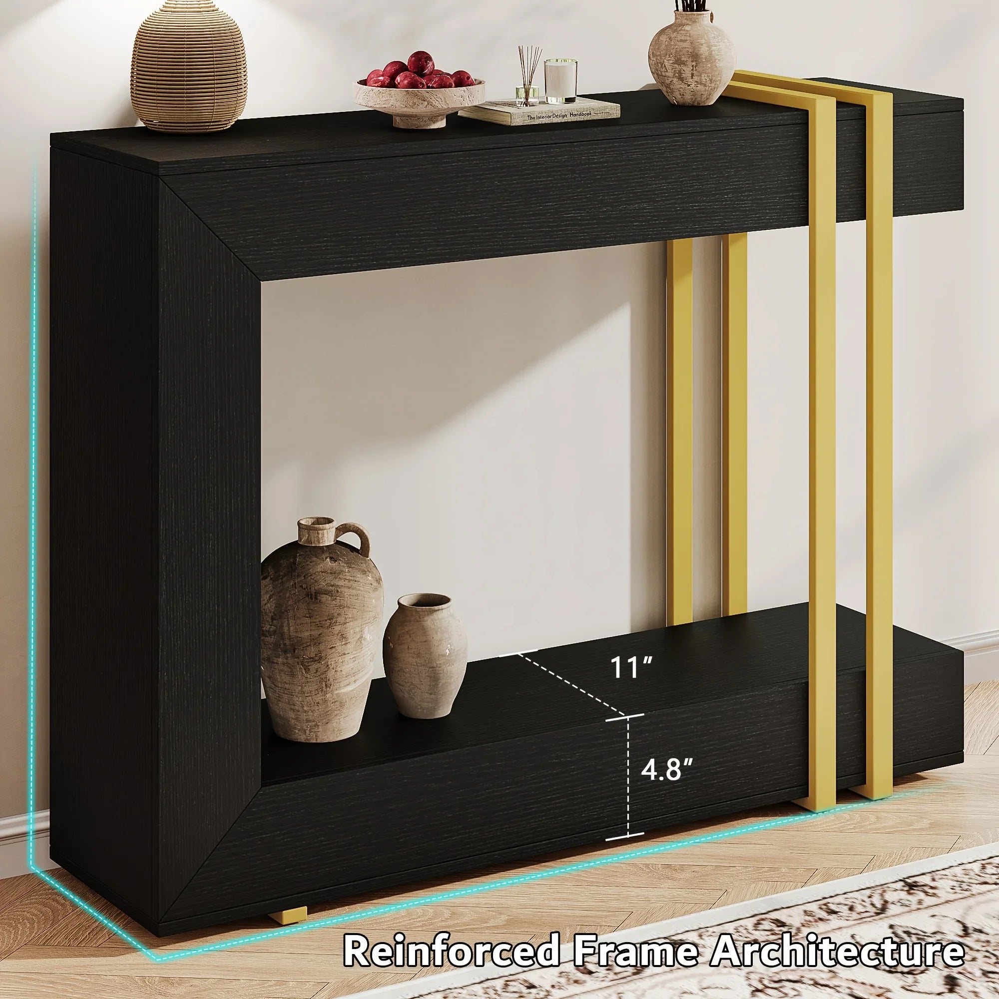 Valnase Modern 2-Tier Entry Entrance Table with Storage, Narrow Long Sofa Table Behind Couch.42.5 Inch L Console Table for Entyrway House Of Avana