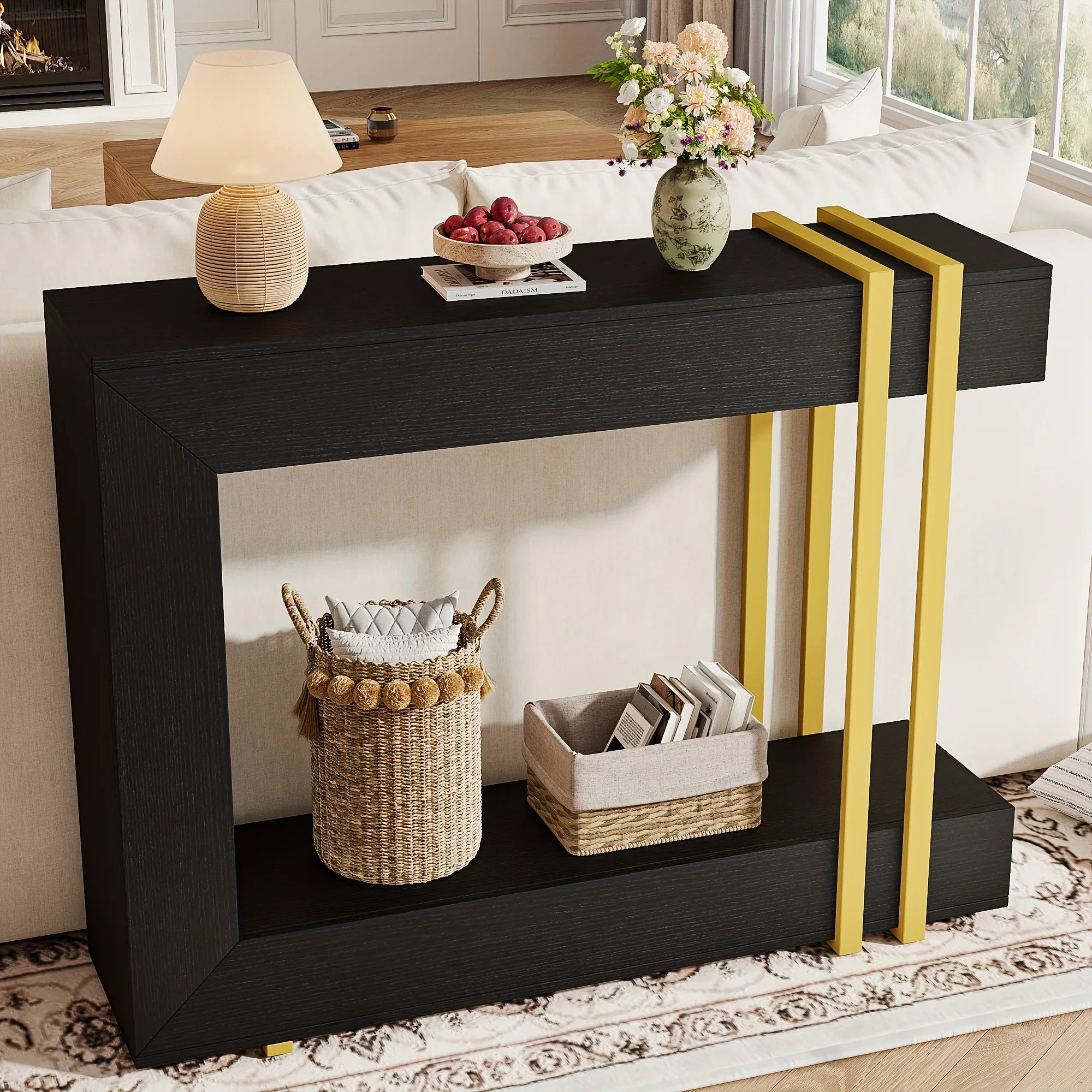 Valnase Modern 2-Tier Entry Entrance Table with Storage, Narrow Long Sofa Table Behind Couch.42.5 Inch L Console Table for Entyrway House Of Avana