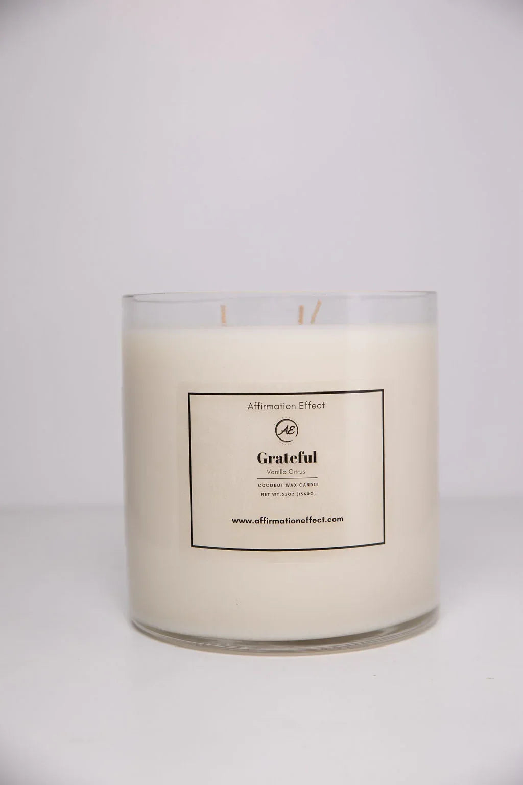 Vanilla Citrus "grateful" Affirmation Candle - 17.5 Oz, side view - House Of Avana