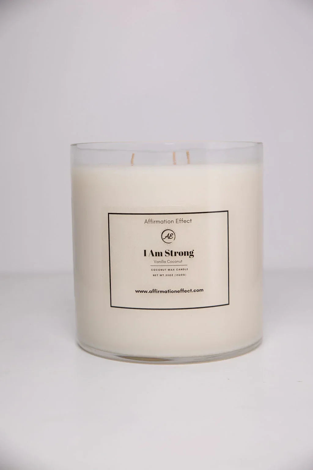 Vanilla Coconut Affirmation "i Am Strong" Candle - Oz, front view - House Of Avana