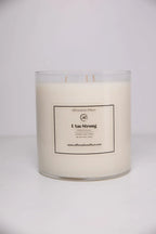 Vanilla Coconut "i Am Strong" Affirmation Candle- 17.5 Oz, side view - House Of Avana