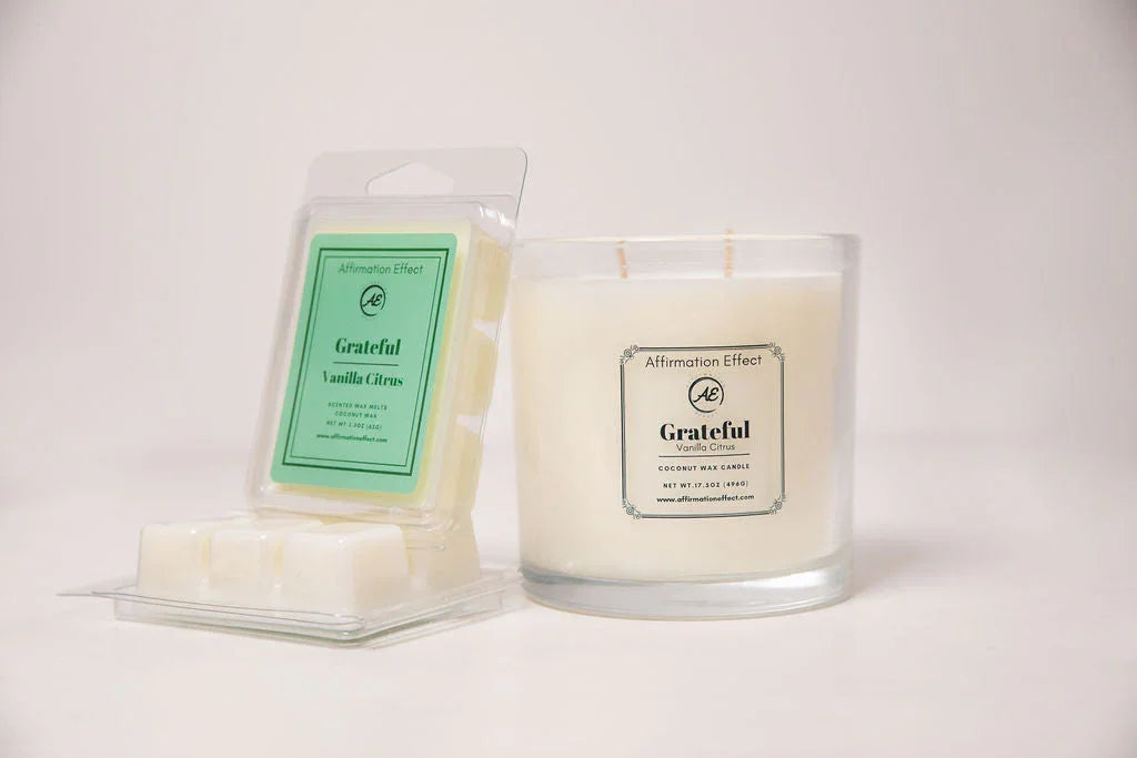 Vanilla Citrus "Grateful" Affirmation Candle - 17.5 oz Affirmation Effect