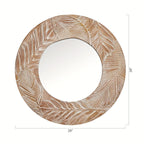 28 In. W X In. H Round Rustic Framed Wall Bathroom Vanity Mirror - House Of Avana