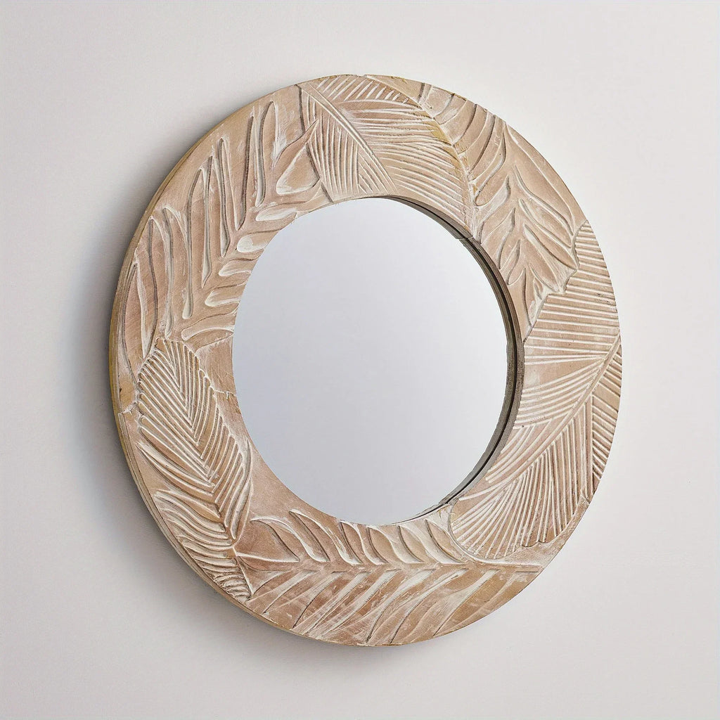 28 In. W X In. H Round Rustic Framed Wall Bathroom Vanity Mirror - House Of Avana