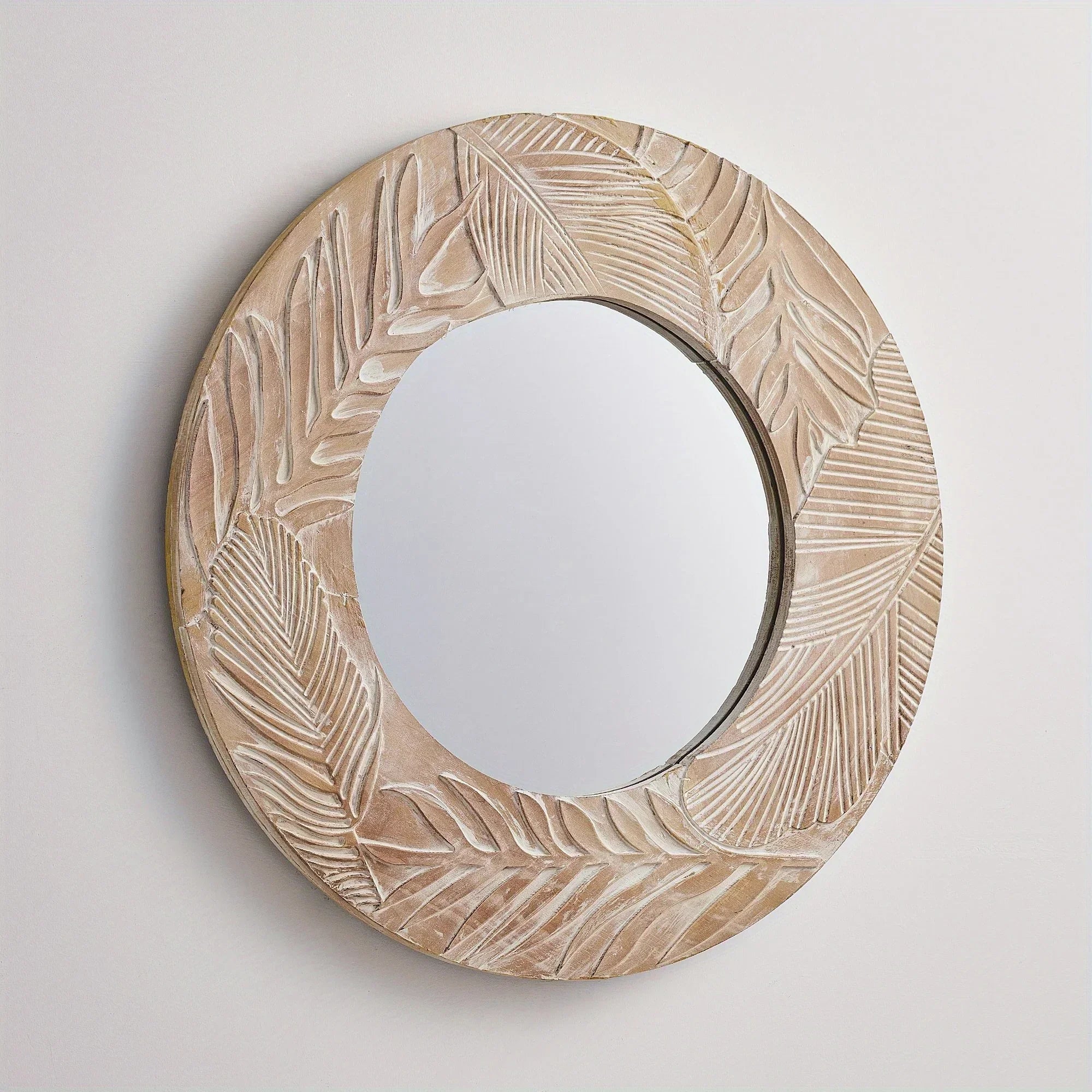 28 In. W X In. H Round Rustic Framed Wall Bathroom Vanity Mirror - House Of Avana