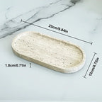 Vanity Tray - Durable Natural Stone Oval, side view - House Of Avana