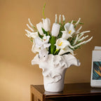 Ceramic Floral Vase - Elegant Home Decor, Easy-clean Surface, back view - House Of Avana