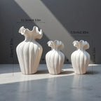 Ceramic Vase Set, White and Beige, Large, Medium and Small Sizes, alternate view - House Of Avana
