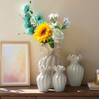 Ceramic Vase Set, White and Beige, Large, Medium and Small Sizes, lifestyle image - House Of Avana