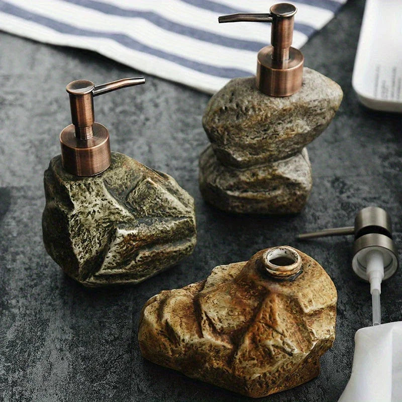 1pc Ceramic Mosaic Retro Soap Dispenser Bottle, Non-Electric, Phthalate Free, Freestanding, for Hotel Bathroom, Shower House Of Avana [[SKU:HOA-BAT-007]]