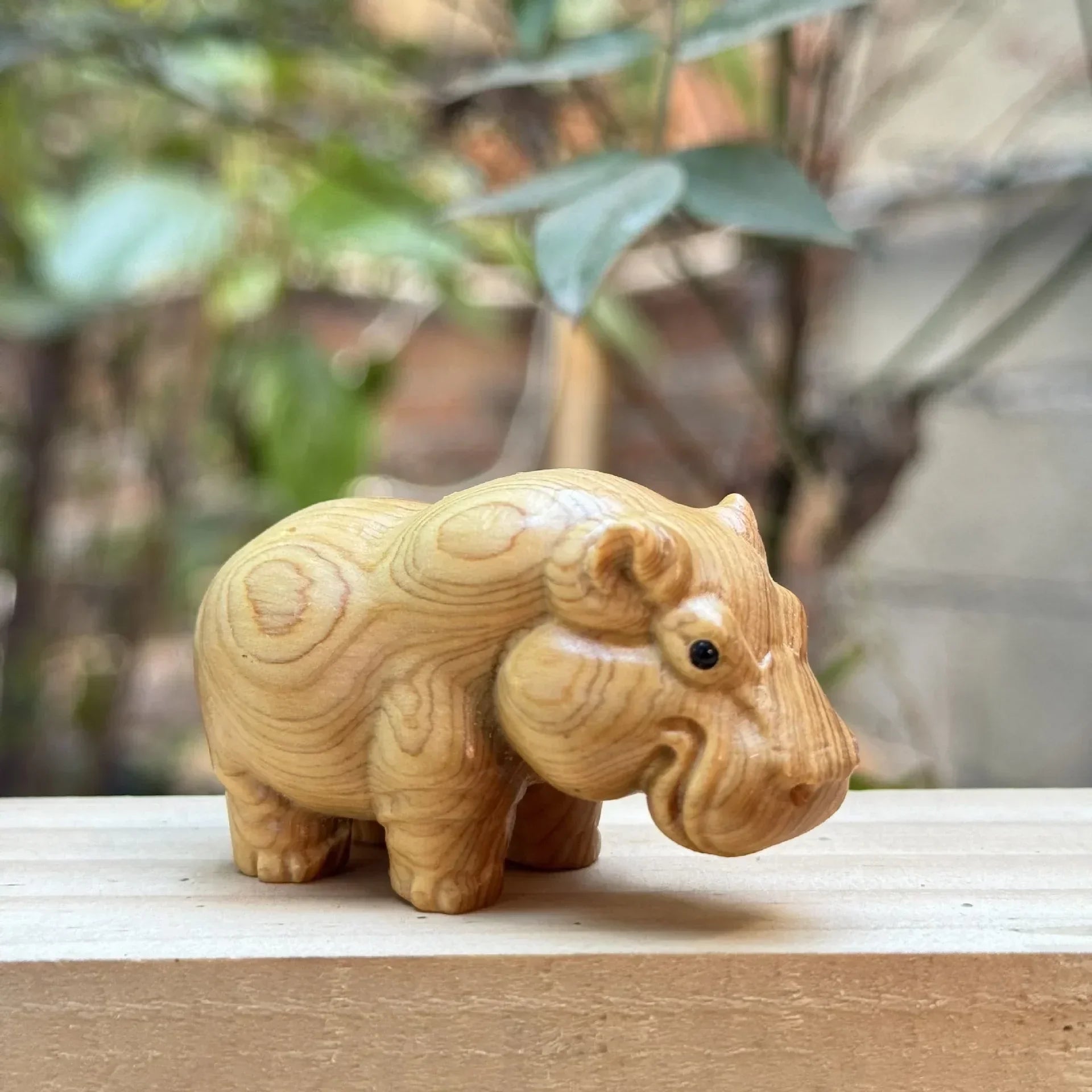 Solid Wood Carved Hippopotamus Tabletop Small Ornaments For Home Animal Crafts Home Interior Decoration Office accessories Gift - House Of Avana