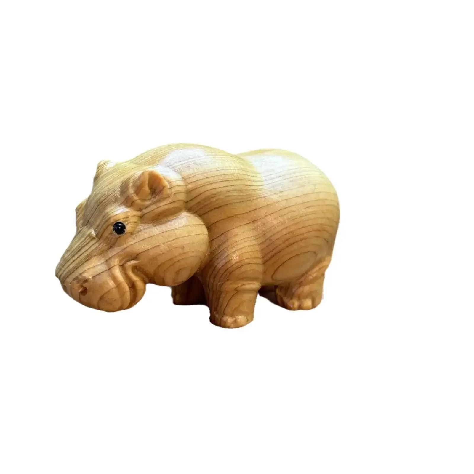 Solid Wood Carved Hippopotamus Tabletop Small Ornaments For Home Animal Crafts Home Interior Decoration Office accessories Gift - House Of Avana