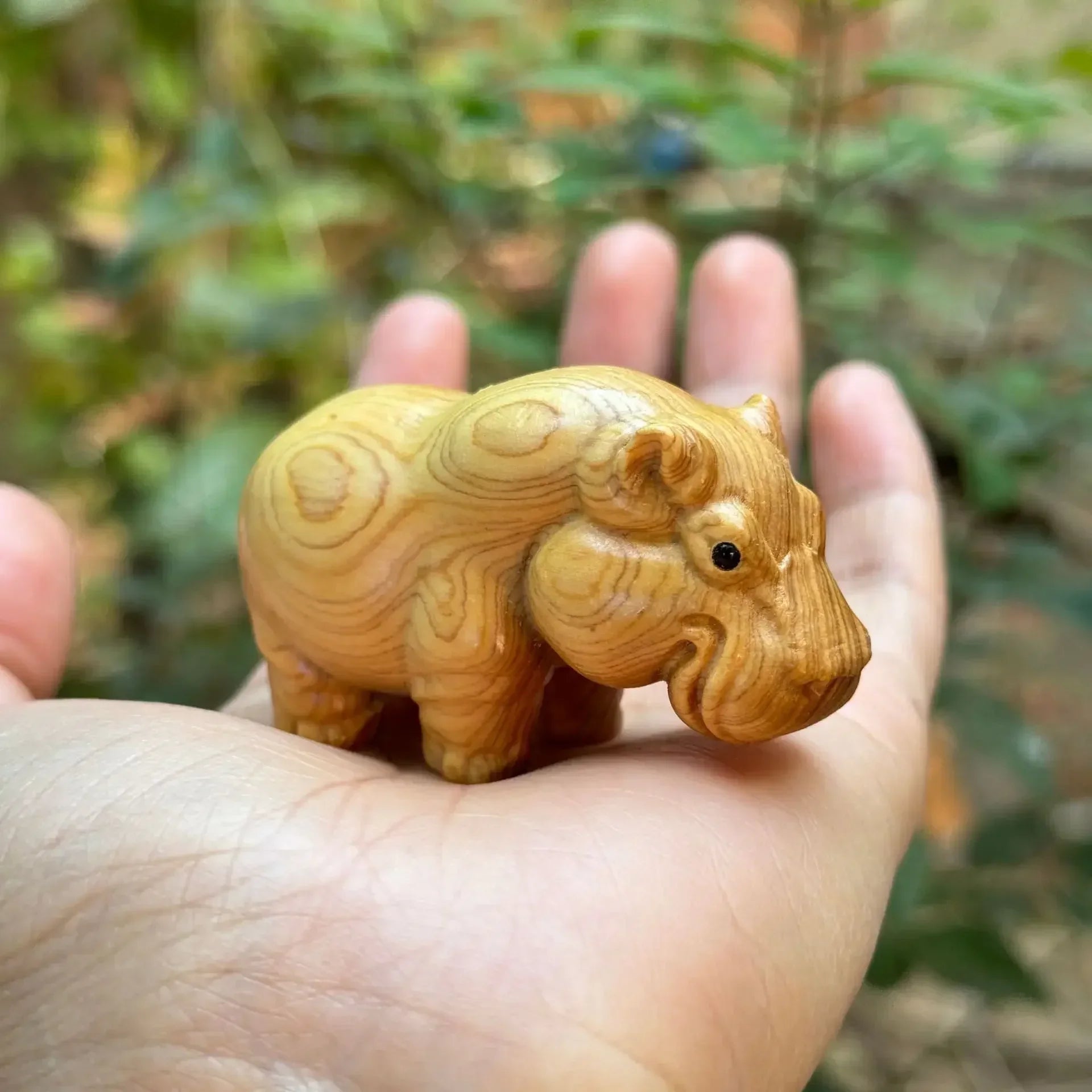 Solid Wood Carved Hippopotamus Tabletop Small Ornaments For Home Animal Crafts Home Interior Decoration Office accessories Gift - House Of Avana