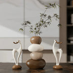 3pcs Creative Stacked Stone Vase and Deer Collectible Figurine Set, Resin Ornaments for Living Room, Bedroom, Office Desk, Bookshelf – Unique Christmas Gifts for Family & Friends House Of Avana [[SKU:HOA-VAS-005]]
