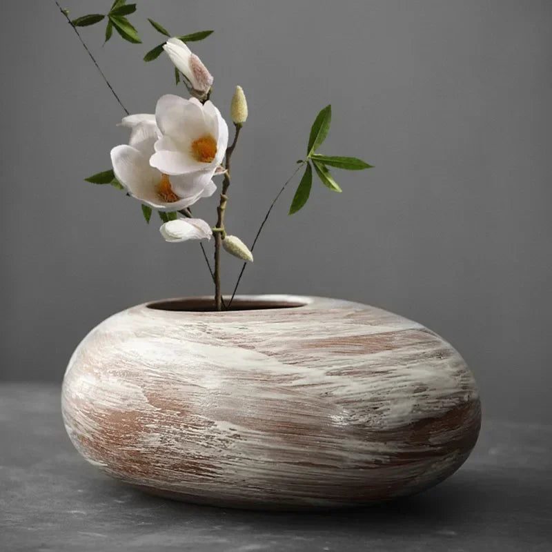 Vase - Decorative Terracotta Black, side view - House Of Avana