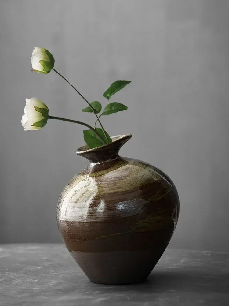 Vase - Decorative Terracotta Black, angled view - House Of Avana