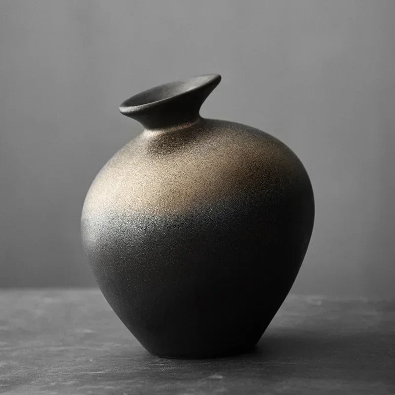 Vase - Decorative Terracotta Black, front view - House Of Avana