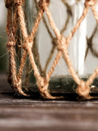 Hemp Glass Vase with Hand Woven Rope Detail, angled view - House Of Avana