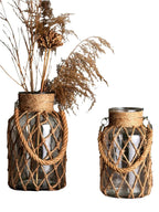 Hand Woven Hemp Rope Glass Vase - House Of Avana