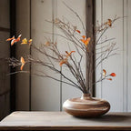 Ceramic Japanese Vase - Minimalist Beige/brown/white Flower Pot for Home Decor, back view - House Of Avana [[SKU:HOA-VAS-006]]