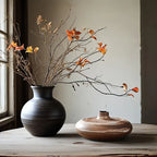 Ceramic Japanese Vase - Minimalist Beige/brown/white Flower Pot for Home Decor, detail shot - House Of Avana