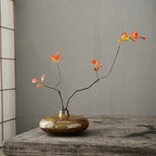 Ceramic Japanese Vase - Minimalist Beige/brown/white Flower Pot for Home Decor, angled view - House Of Avana [[SKU:HOA-VAS-006]]
