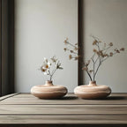 Ceramic Japanese Vase - Minimalist Beige/brown/white Flower Pot for Home Decor, front view - House Of Avana [[SKU:HOA-VAS-006]]