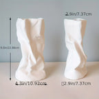 White Ceramic Pleated Vase Modern Minimalist Home Decor, detail shot - House Of Avana