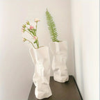 White Ceramic Pleated Vase Modern Minimalist Home Decor, top view - House Of Avana [[SKU:HOA-VAS-017]]