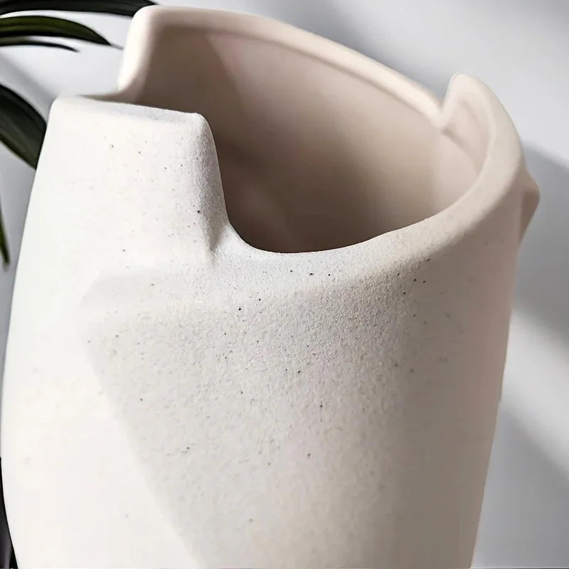 Ceramic Geometric Vase, Modern Cylinder Flower Vase for Home Decor, close-up view - House Of Avana [[SKU:HOA-VAS-013]]
