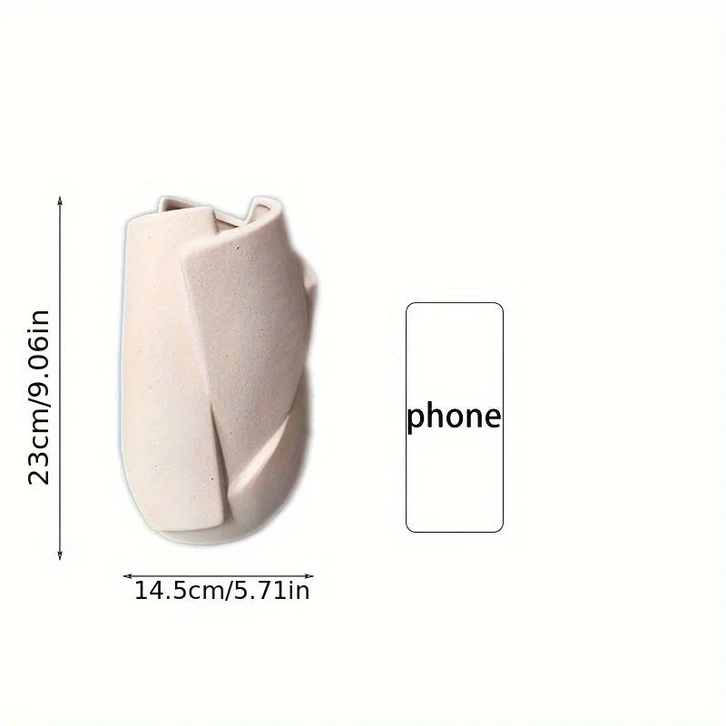 Ceramic Geometric Vase, Modern Cylinder Flower Vase for Home Decor, angled view - House Of Avana [[SKU:HOA-VAS-013]]