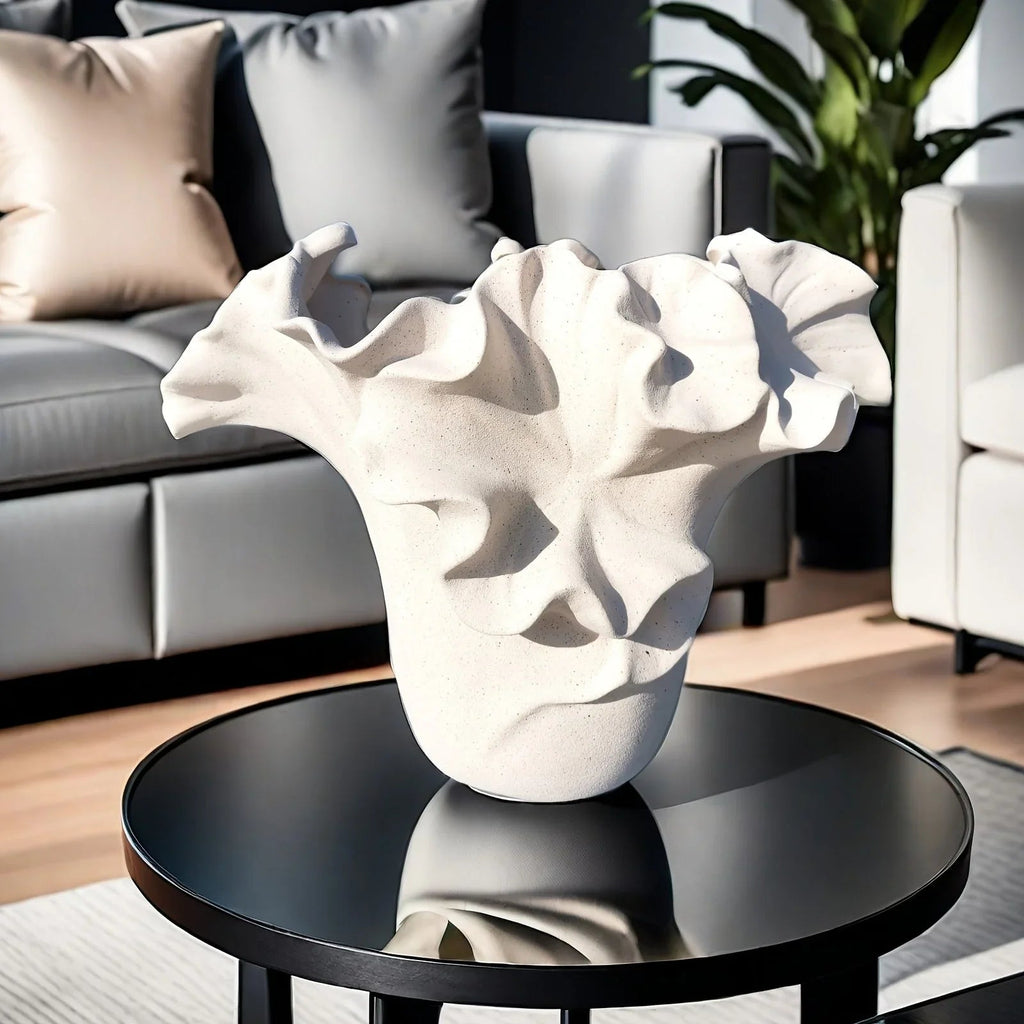 Ceramic Vase with Rough Exterior, Single Standalone Planter for Indoor Home Decor, in-use display - House Of Avana [[SKU:HOA-VAS-403]]