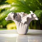 Ceramic Vase with Rough Exterior, Single Standalone Planter for Indoor Home Decor, top view - House Of Avana