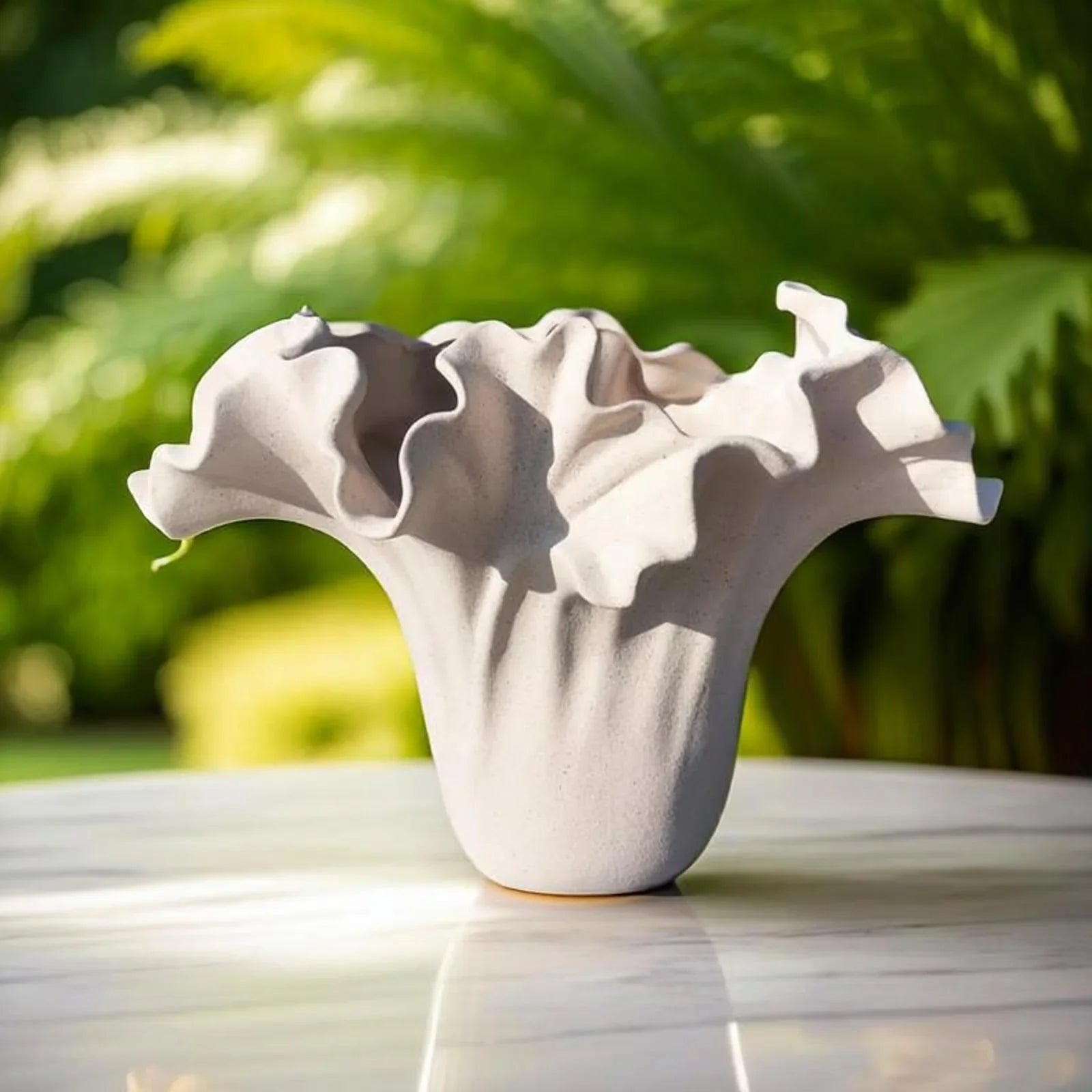 Ceramic Vase with Rough Exterior, Single Standalone Planter for Indoor Home Decor, top view - House Of Avana