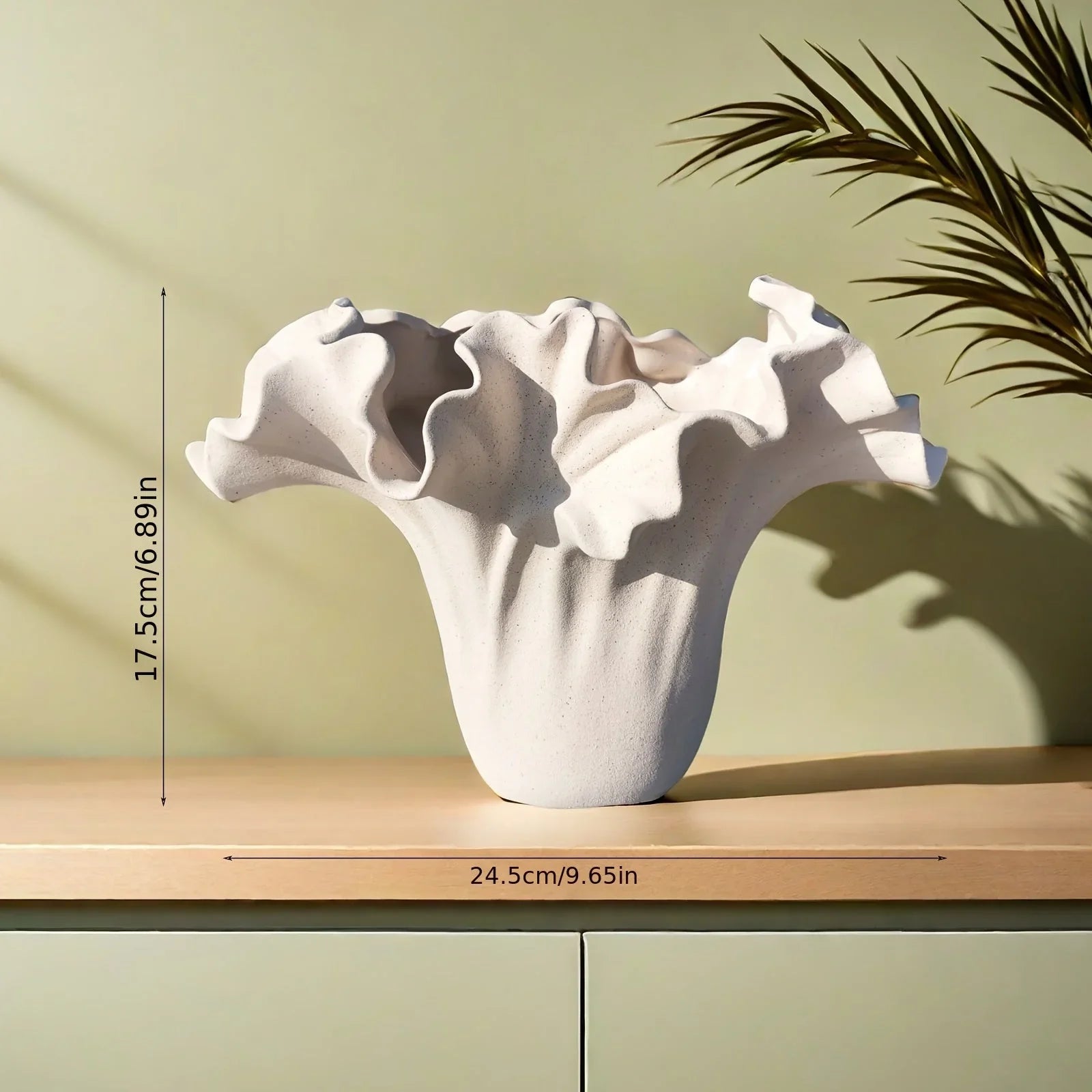 Ceramic Vase with Rough Exterior, Single Standalone Planter for Indoor Home Decor, angled view - House Of Avana