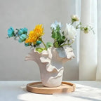 Ceramic Vase with Rough Exterior, Single Standalone Planter for Indoor Home Decor, angled view - House Of Avana [[SKU:HOA-VAS-403]]