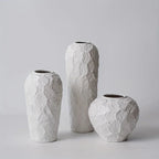 Ceramic Vase with Stone Pattern, White Geometric Floral Design, lifestyle image - House Of Avana [[SKU:HOA-VAS-406]]