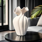 Ceramic Vase 20cm with Striped Skirt Element Design, dimensions view - House Of Avana [[SKU:HOA-VAS-405]]