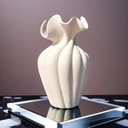 Ceramic Vase 20cm with Striped Skirt Element Design, alternate view - House Of Avana [[SKU:HOA-VAS-405-A]]