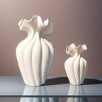 Ceramic Vase 20cm with Striped Skirt Element Design, alternate view - House Of Avana