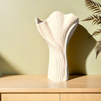 Ceramic Vase with Textured Ridges for Hydroponic Flowers, in-use display - House Of Avana [[SKU:HOA-VAS-015]]